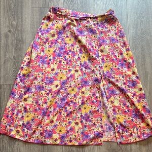 Shein Floral Women's Skirt in Pink and Yellow